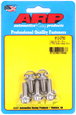 ARP 612-0750 Stainless Steel 12-Point Bolts - 5/16-18 x 0.750 in. UHL, Set of 5