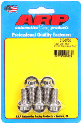 ARP 613-0750 Stainless Steel 12-Point Bolts - 3/8-16 x 0.750 in. UHL, Set of 5