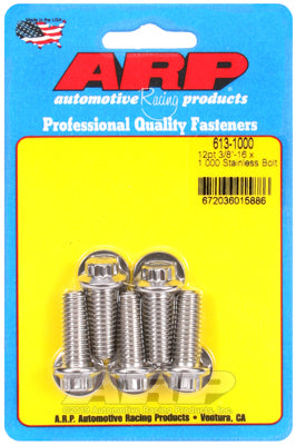 ARP 613-1000 Stainless Steel 12-Point Bolts - 3/8-16 x 1.000 in. UHL, Set of 5