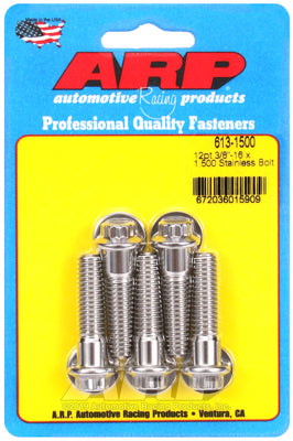 ARP 613-1500 Stainless Steel 12-Point Bolts - 3/8-16 x 1.500 in. UHL, Set of 5