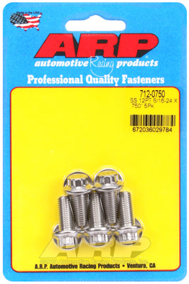 ARP 712-0750 Stainless Steel 12-Point Bolts - M8 x 1.25 x 0.750 in. UHL, Set of 5