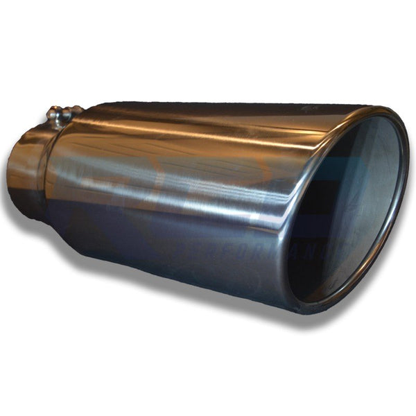 RCD 304 Stainless Steel 15" Long 4" to 6" Rolled Slanted Exhaust Tip